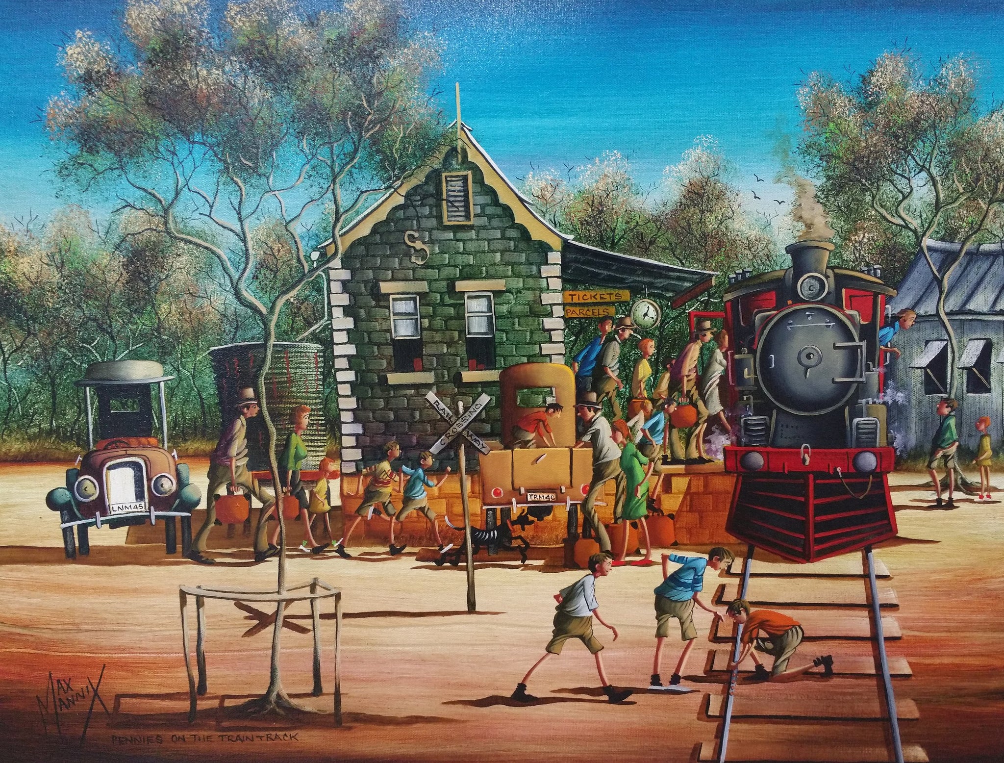 SOLD Pennies On The Train Track Max Mannix Australian Artist